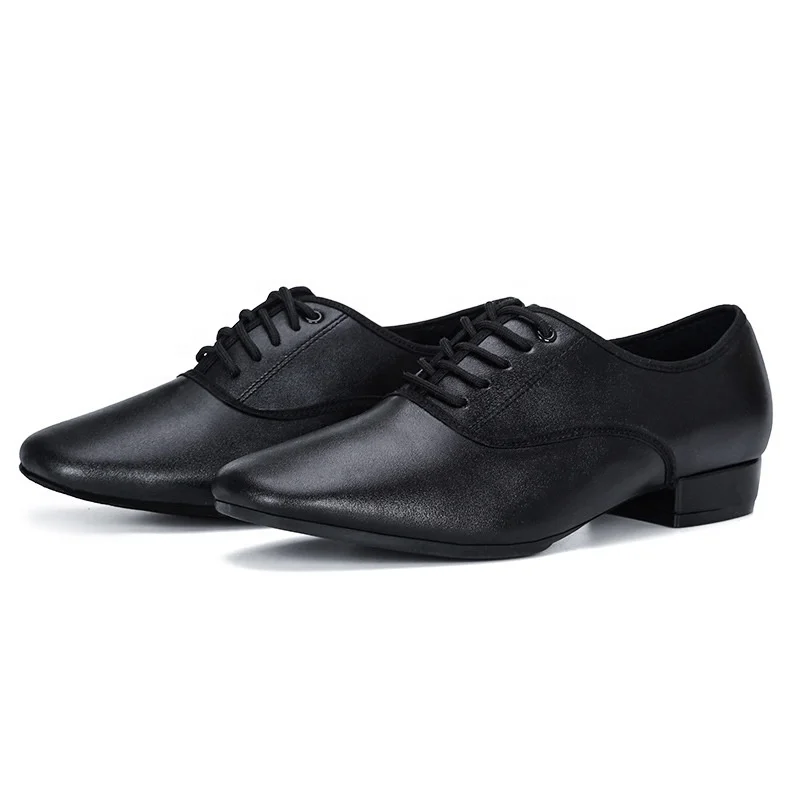 New Mens Latin Dance Shoes Black Soft Genuine Leather Ballroom Modern Tago Shoes 