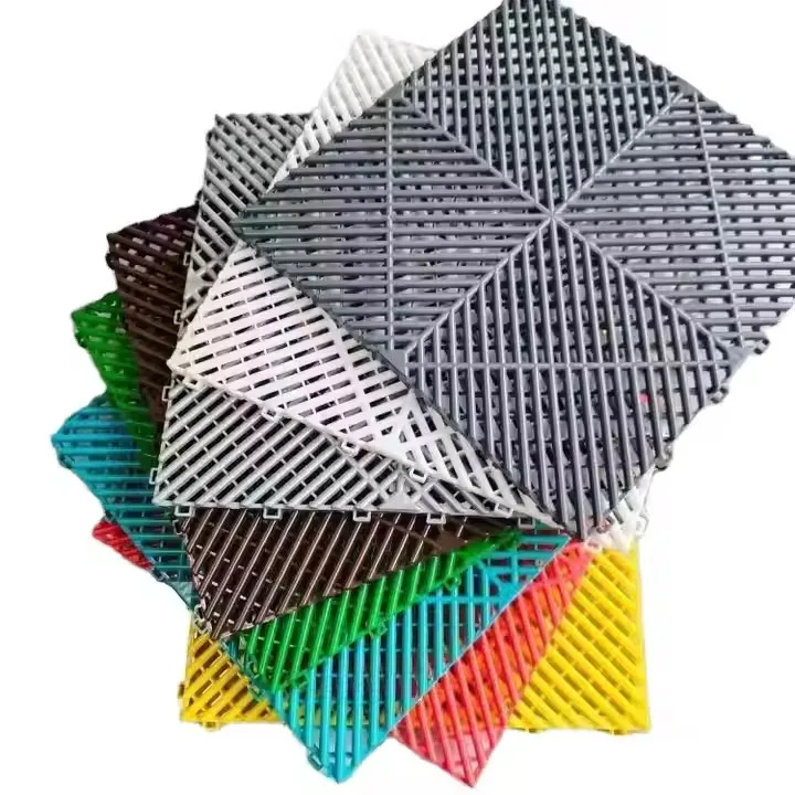 Modular Floor Tiles Anti Slip PP PVC Plastic Flooring Mats Interlocking Garage Floor Tiles for Car Detailing Shop Workshop 1.8cm