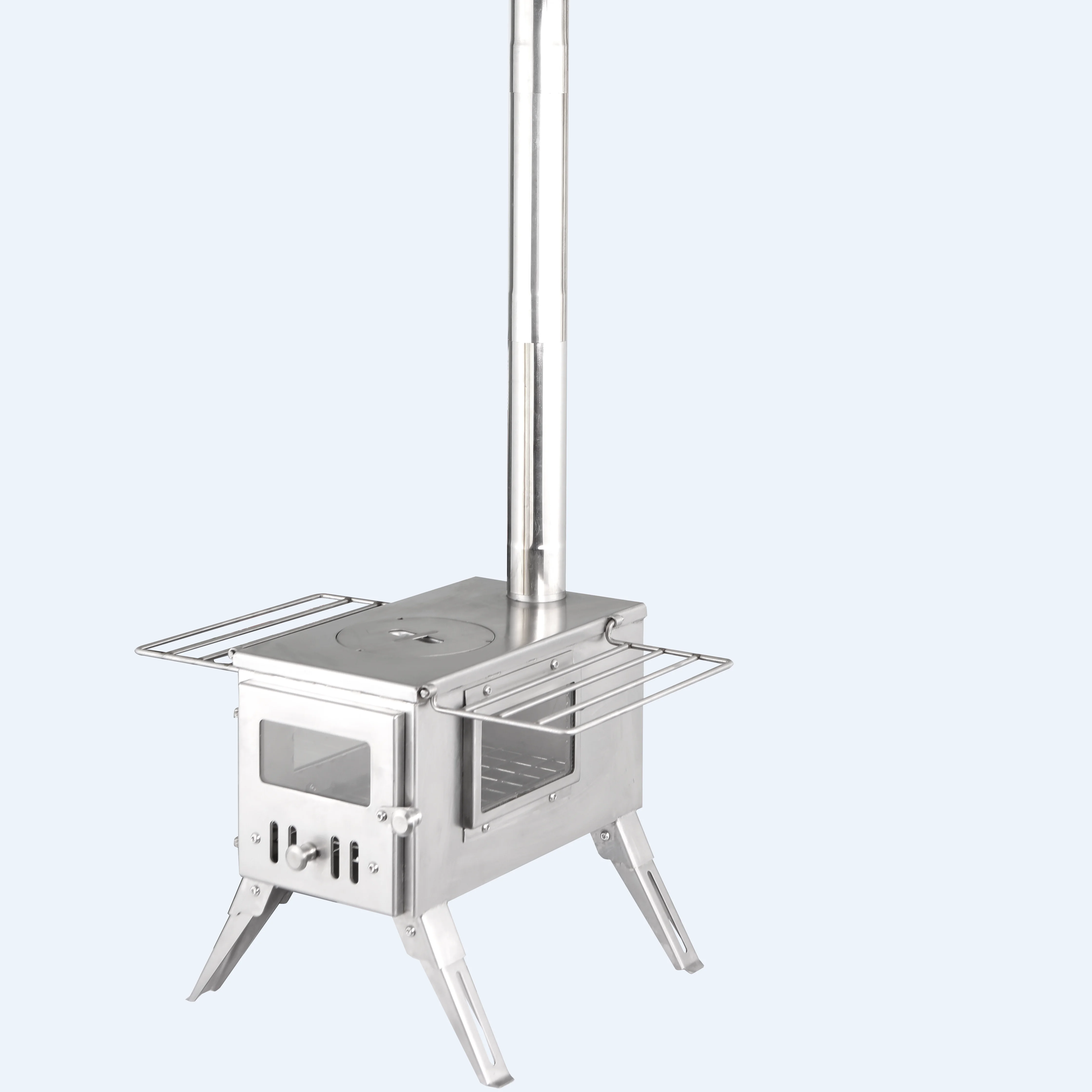Amig - Fornello da campeggio a gas CAMP02 - Cucina portatile - 2 bruciatori - Include piastra - Griglia in ghisa - Acciaio inox - 2 x 2,2 kW di potenza