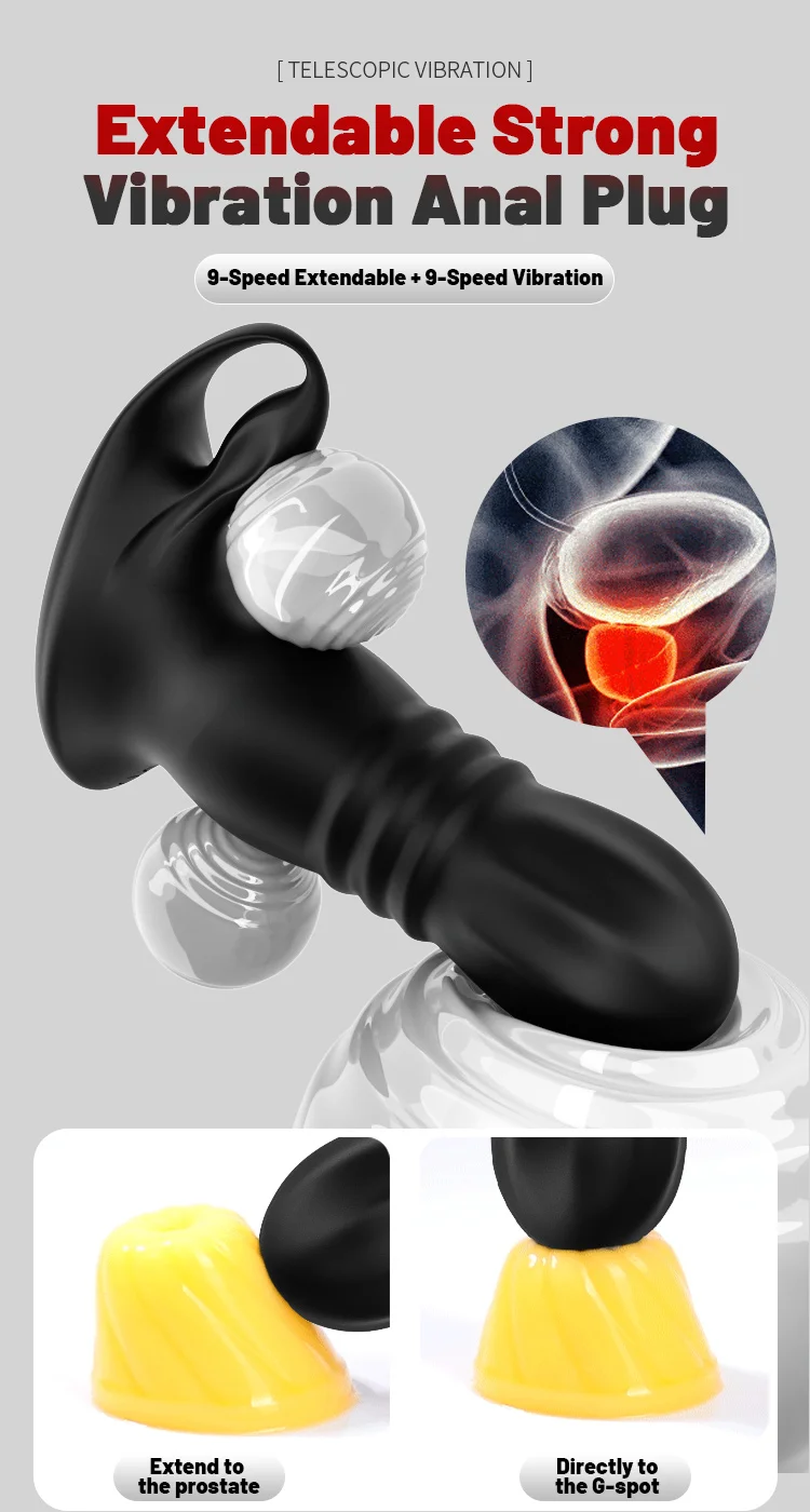 Amoura telescopic anal plug with app-controlled vibration modes, side profile