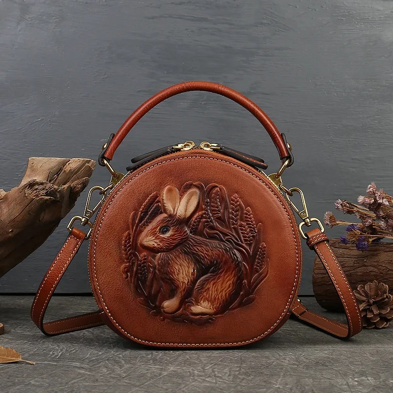 【FAD】Leather bag ★韓国人気★ 追跡付 Wholesale Vintage Leather Crossbody Bag - Chinese Style