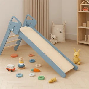 EDULAND Wooden Indoor Kids Folding Slide for Toddlers Ages 5-13 Living Room & Children's Room Montessori Toy