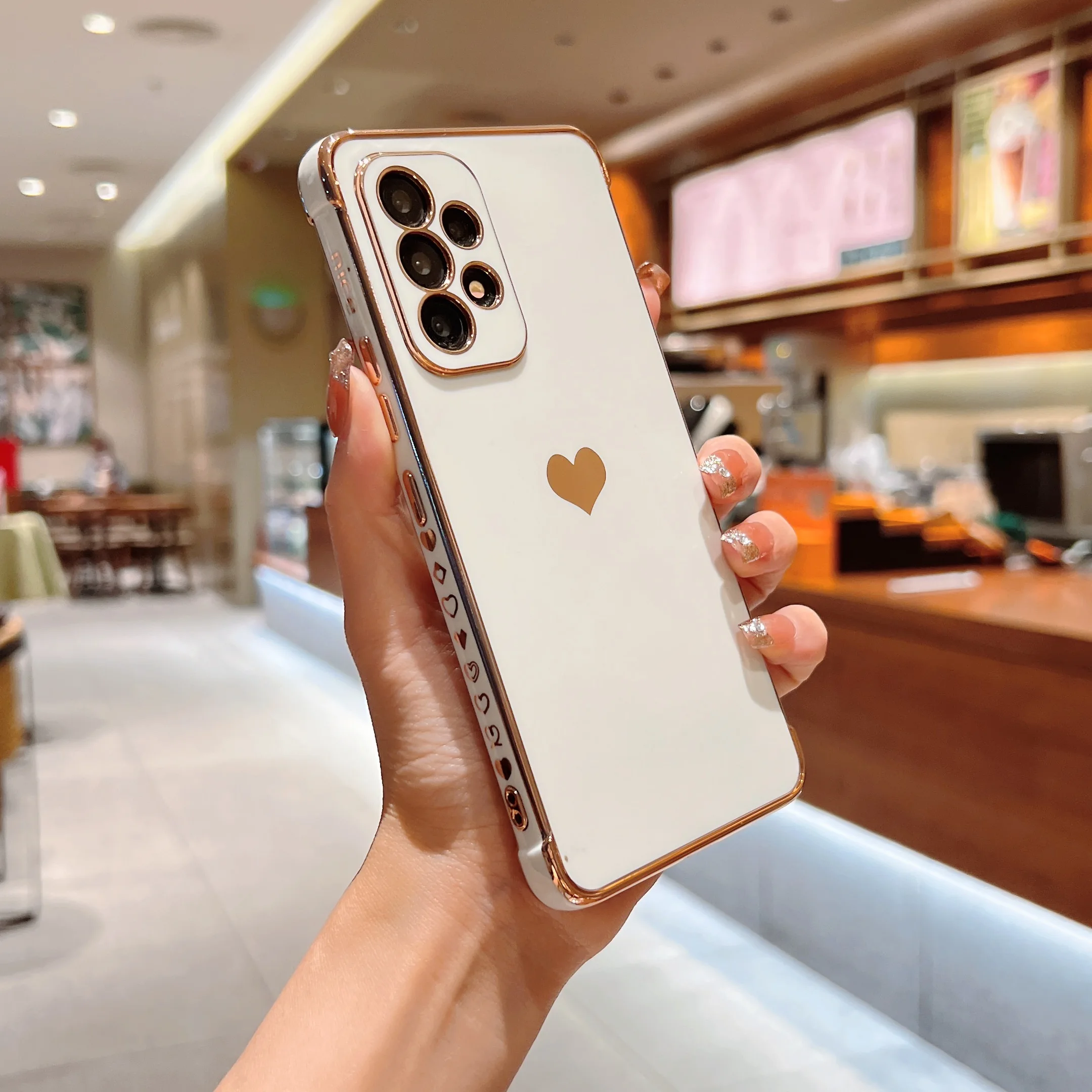 For Samsung A12 Case Phone Case Glitter Cute Heart Phone Case for Samsung  A13 A52 A53 S20fe S21p S22 Ultra Plating