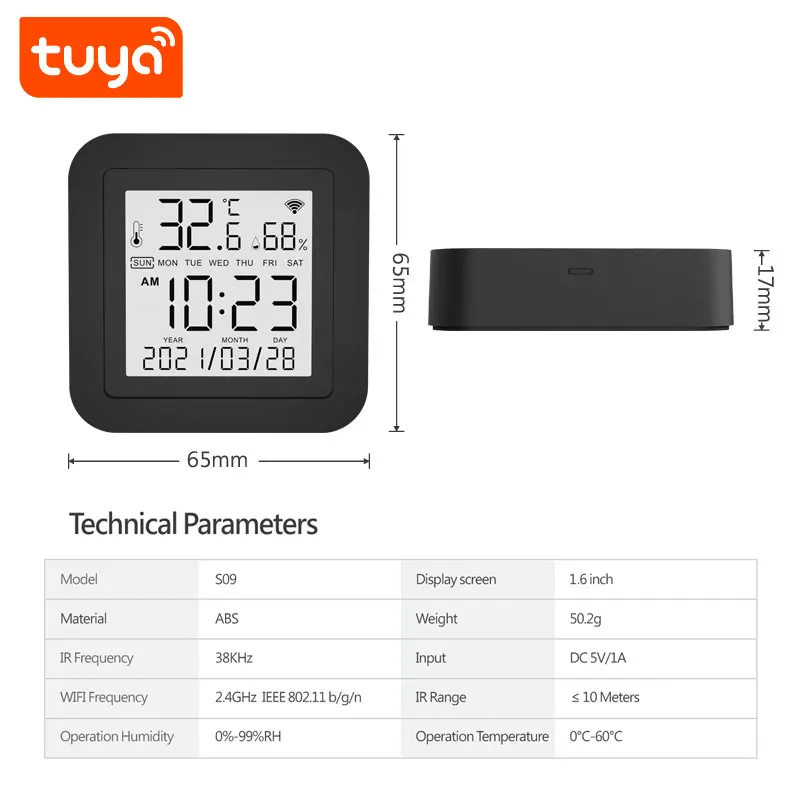 Tuya Smart Wifi Ir Remote Control With Temperature Humidity Sensor Pst