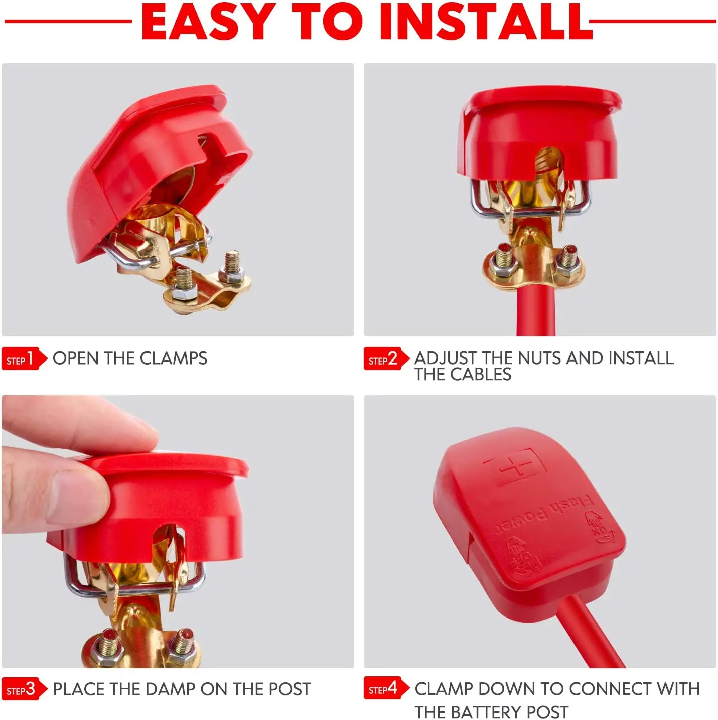 Aswa901 Red Color Top Quick Release Battery Terminal Connectors 12v