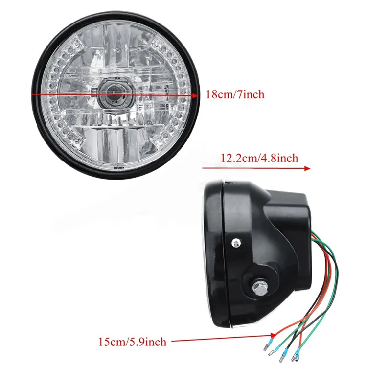 ヴィンテージバイクヘッドライト 7インチ 丸型ledヘッドライト バイク