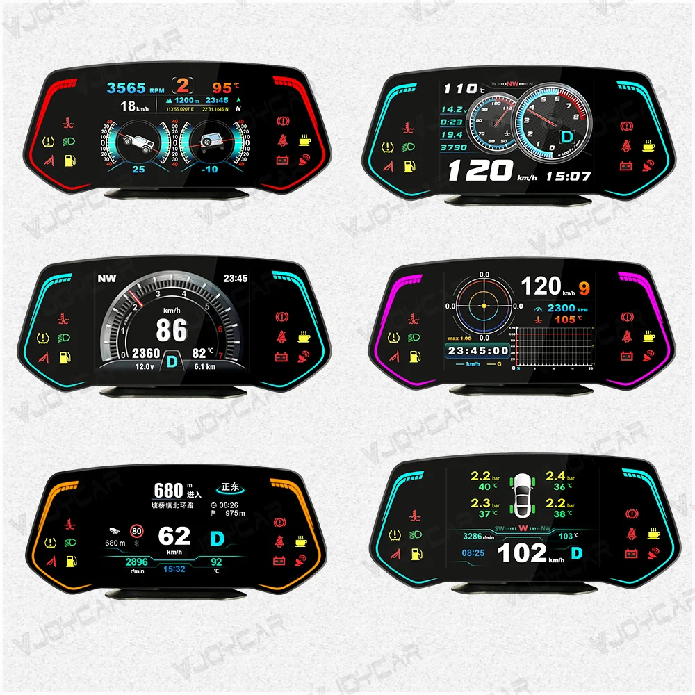 Newest Car Hud OBD GPS Heads Up Display 3 in one TAC02 Door Status RPM Speed Monitoring Car Inclinometer