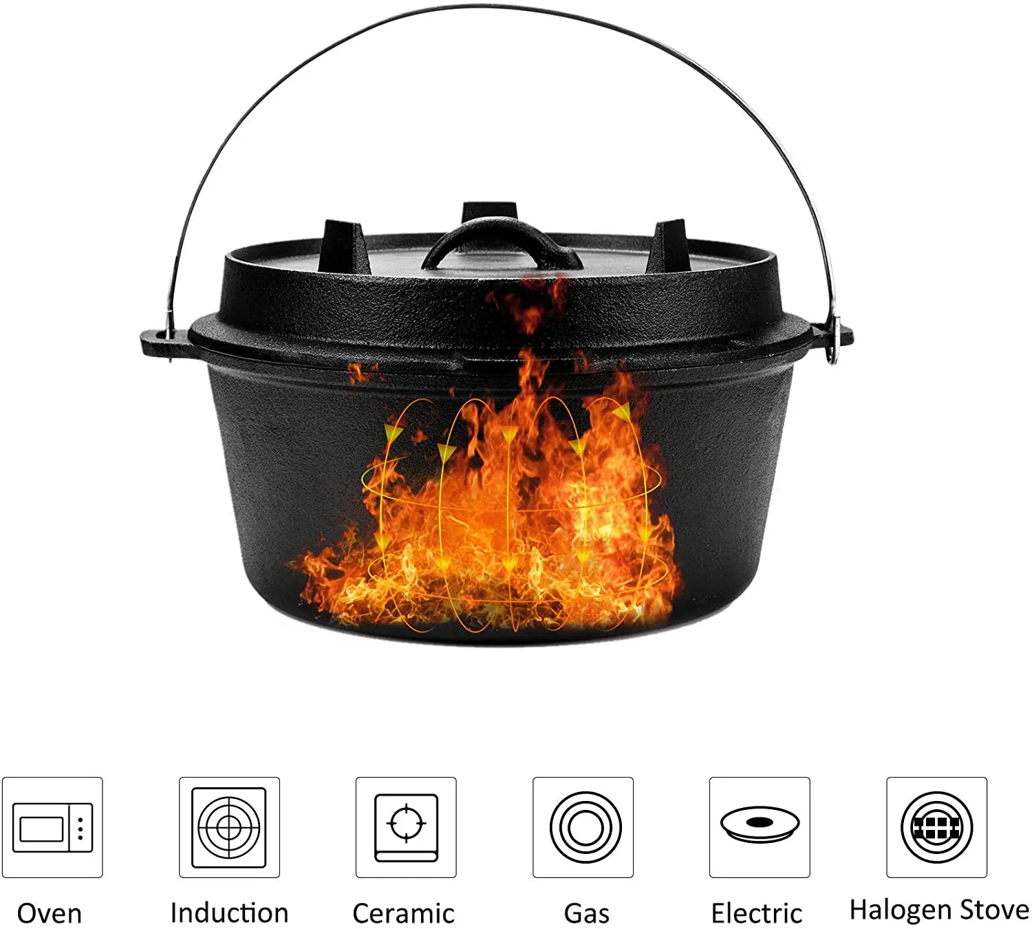 
Эмалированная чугунная посуда 5QT, голландский горшок для духовки 