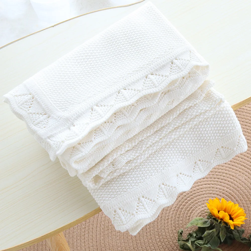 Newborn Knit Edge Heirloom Baby Blanket Popular Reversible Vintage