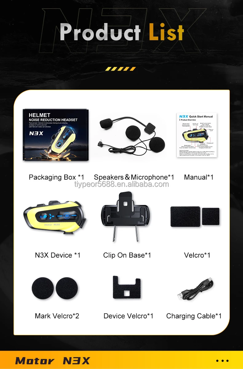 product tiypeor waterproof dustproof for bluetooth helmet headset with noise reduction music mixing and intercom sharing for motorcycles-11