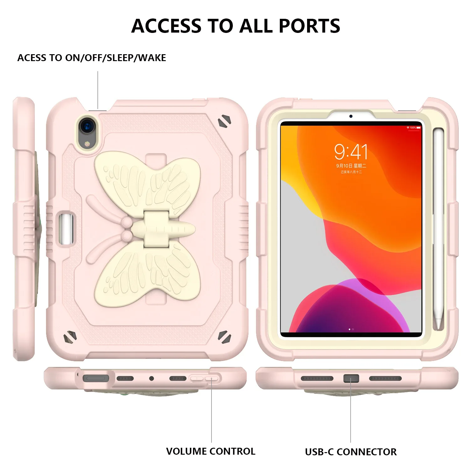 Heavy Duty Shockproof Protective Case for IPad Mini 6 2021 Lightweight Shockproof Handle Stand Rugged Cover