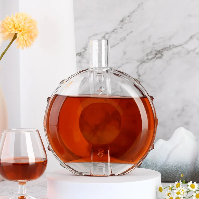 Custom Chic Highend 700ml Brandy Bottle Whiskey Round Flat Xo Series