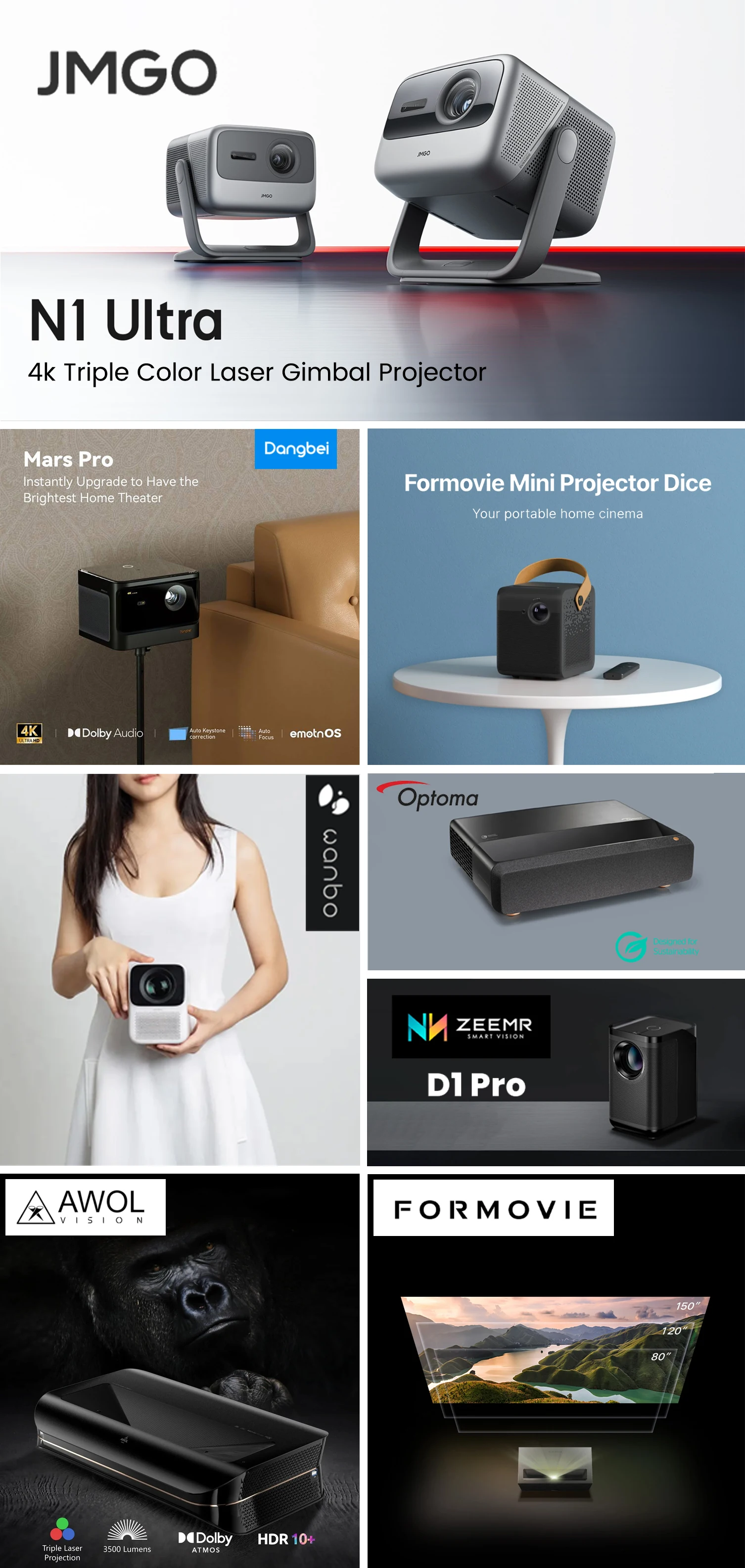 Touyinger Hy300 Auto Keystone 180 Degree Rotation Smart Android 720p