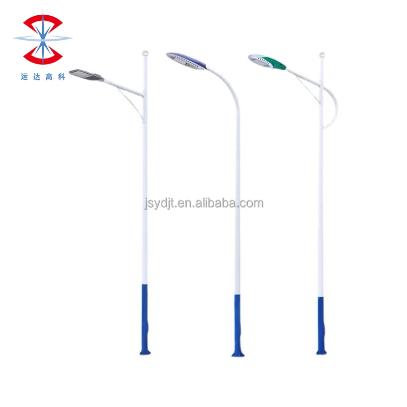 Outdoor LED 6m Powder Coated Conical Pole Galvanized Roadside Modern Curved Street Light Pole Autocad Solar Street Pole Lights