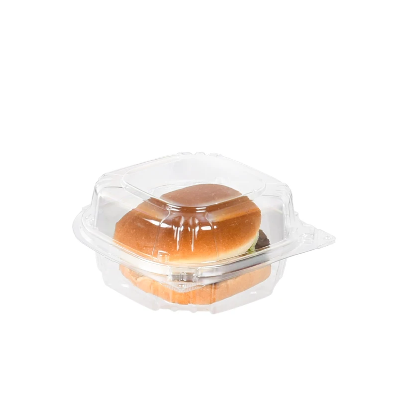 Lesui 5 Inch Recycled Disposable Custom clear Restaurant Food Truck Burgers Clamshell Plastic Container Packaging Hamburger Box