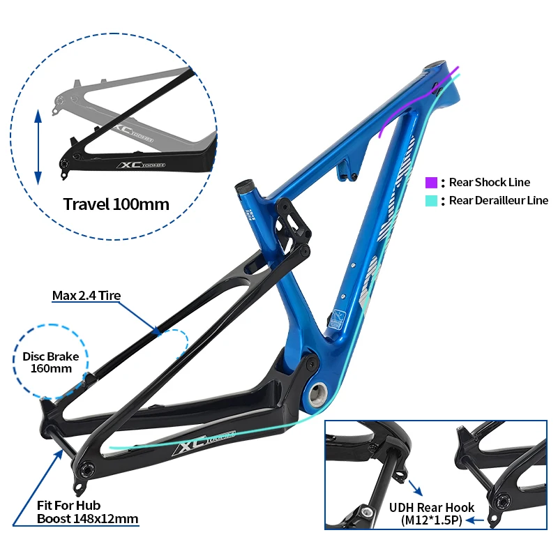 29er Boost Carbon MTB Bike Frame - 148*12mm Dual Suspension
