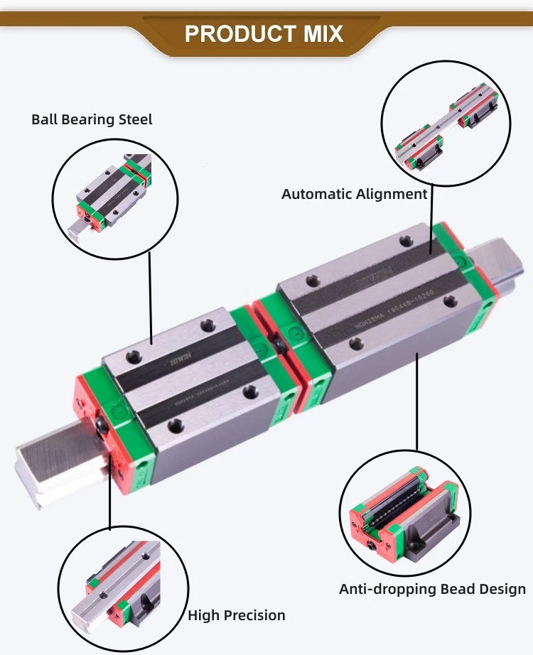 100% Original Taiwan Hiwin Bearing Hgh15 Hgh20 2000mm Guideway Block ...