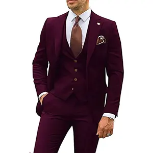 Europe United States Slim-Fit Men's Three-Piece Best Man Banquet Dress Single Breasted Plus Size Feature for Bridegroom Blazer