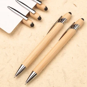 Eco Bamboo Pen Custom Logo Click Promotional Ball Pen with Stylus