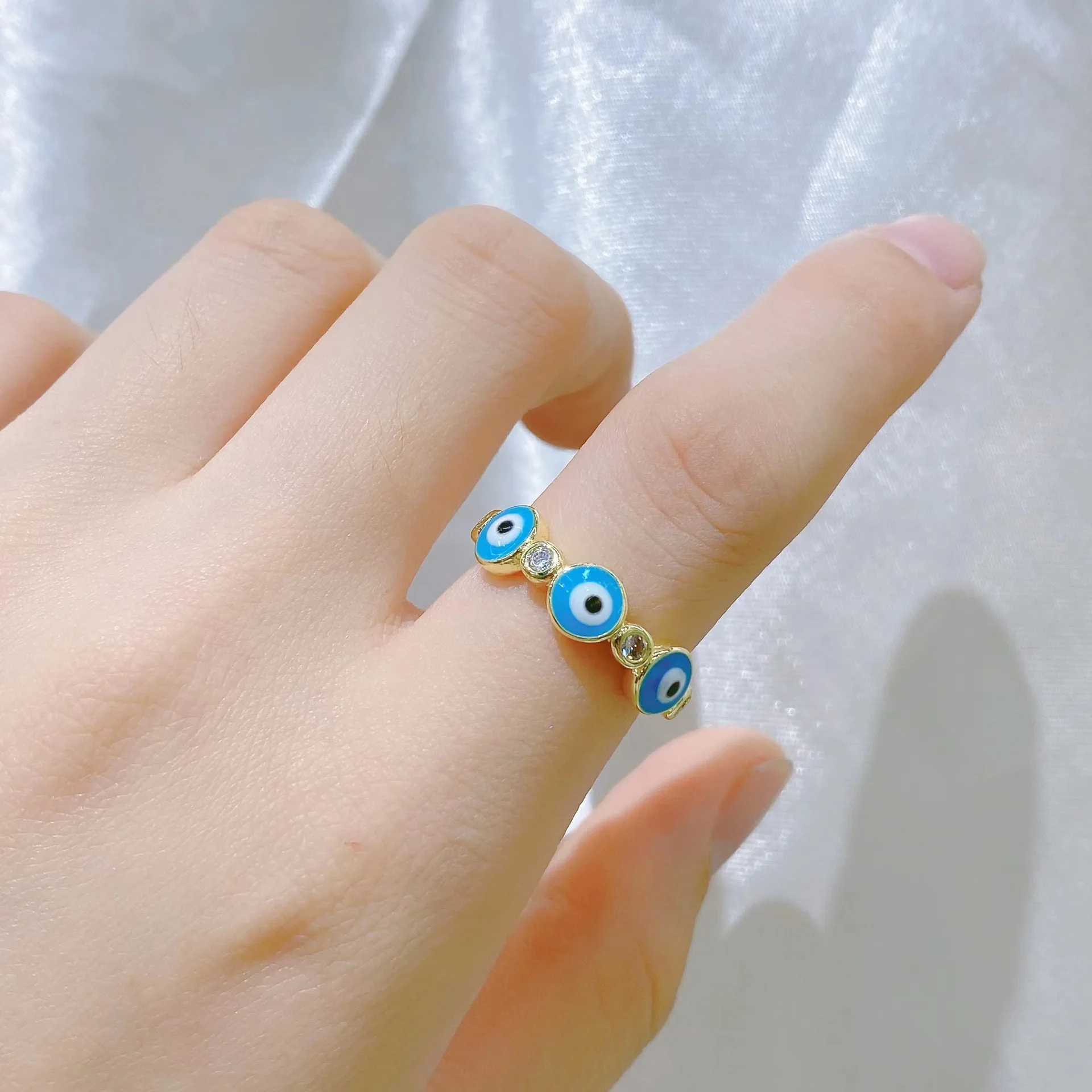 KingcomeEuropean and American Punk Niche Design Zircon Devil's Eye ...