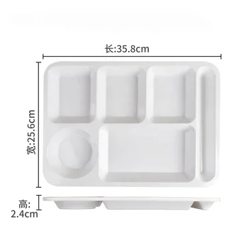 Factory Reusable Canteen Food Divide Portion Serving Melamine 6 compartment Tray