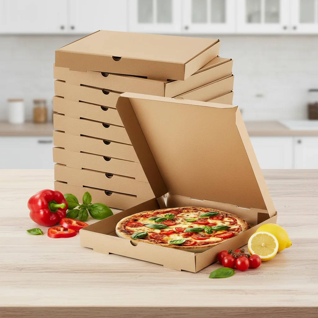 Factory Direct Eco Friendly Custom Kraft Paper Pizza Box Recyclable Corrugated Takeaway Food Grade Packaging Four-Color Printing