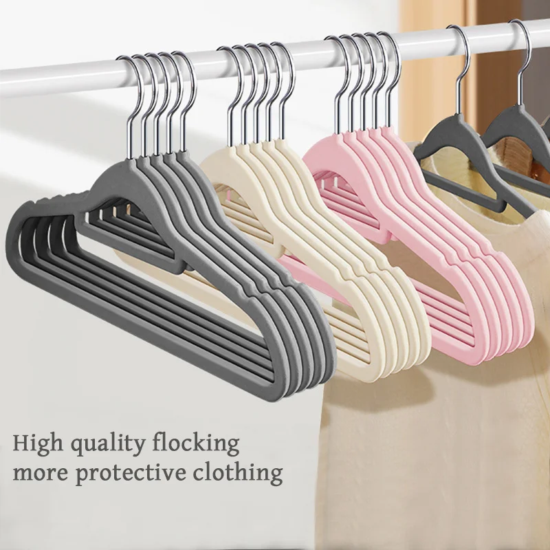 Wholesale Standing Black Coat Hanger Flocking Nonslip Plastic Cloth