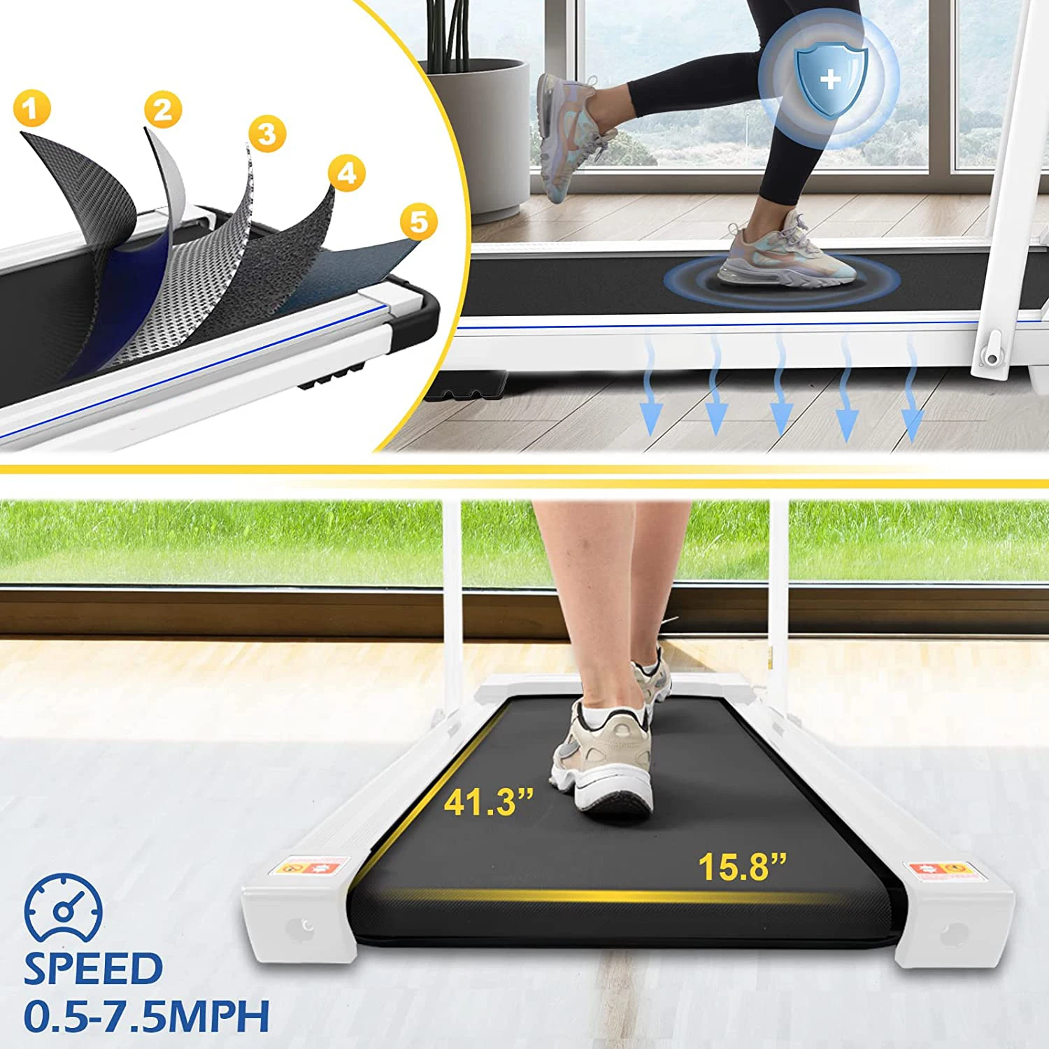 New Function Smart Fitness Exercise Running Machine 2 in 1 Folding Treadmill Under Desk Small Electric Treadmill