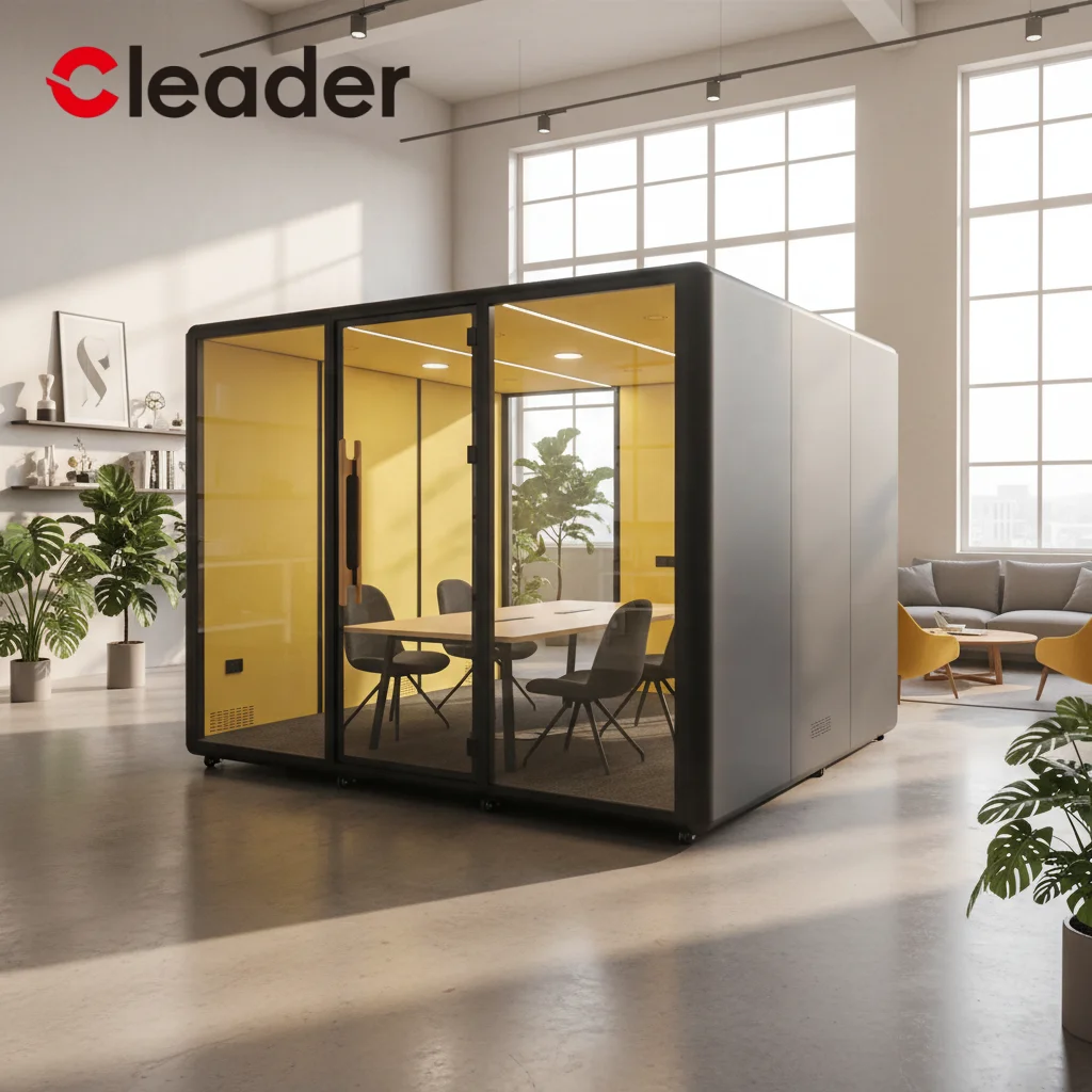 Office Meeting Booth Soundproof Office Pod Sound Proof Pod 28-35dBnoise Reduction Portable Office Pod for 6 Person Collaboration