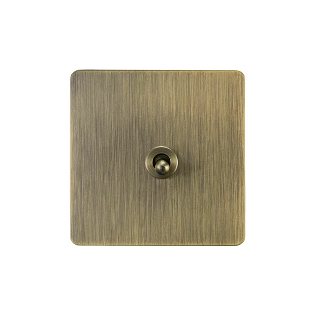 Toggle Wall Switches Original Factory Low Price Metal Panel UK EU Standard 250V 16A 1 Gang 2 Way Wall Light Switches And sockets