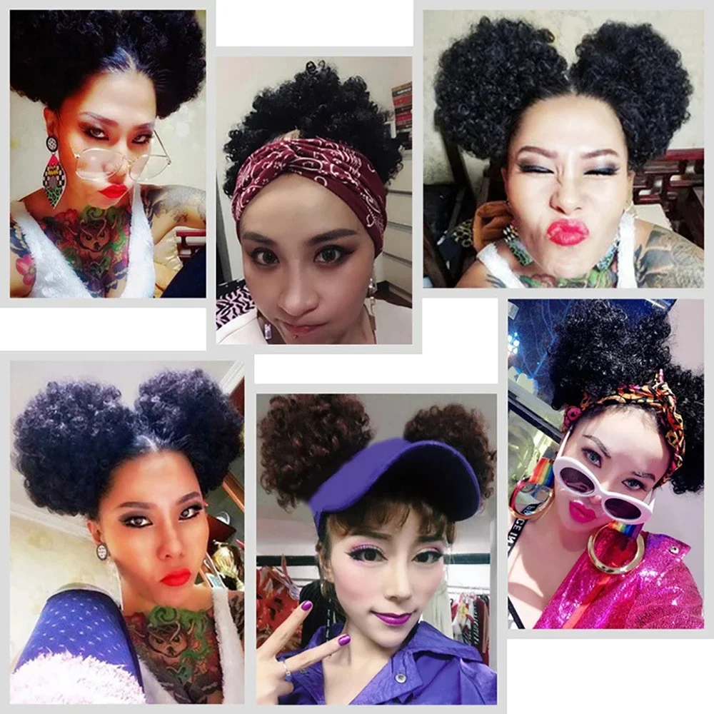 10 Inch Afro Puff Drawstring Paardenstaart Extension voor Zwarte Vrouwen_voghion.com