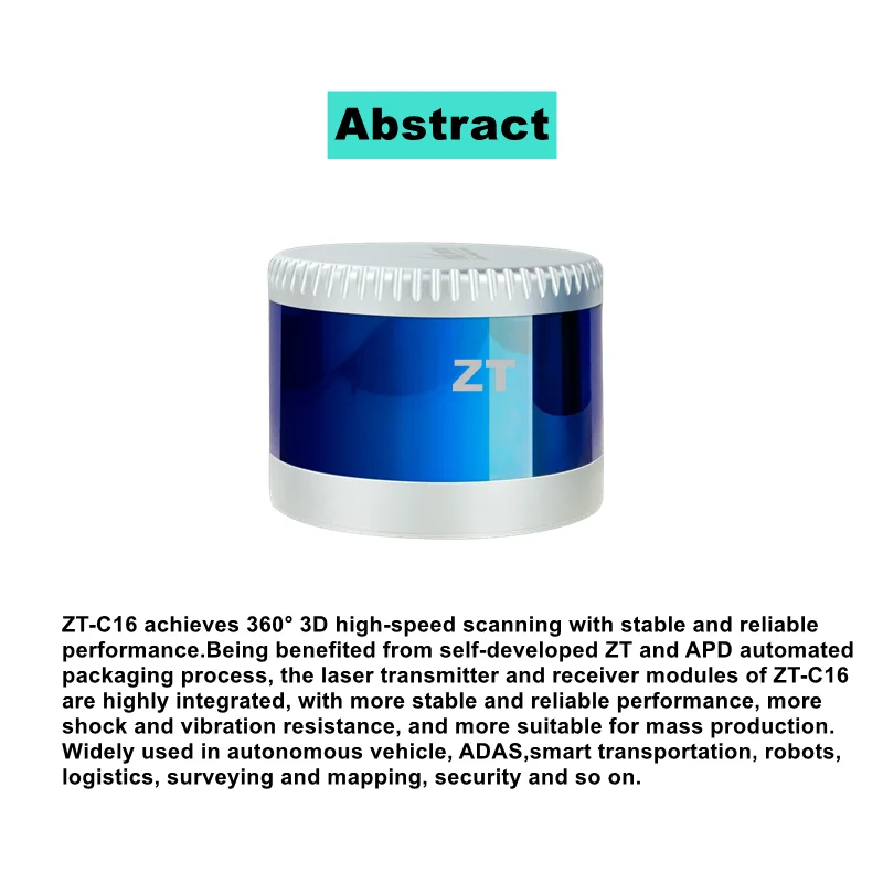 360 16lines Mechanical 3D Lidar - ZT C16 for Multi-Sensor Fusion