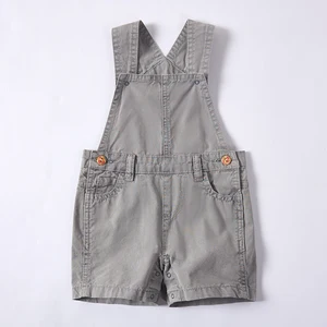 Unisex Pure Cotton Gray Jumpsuit for Baby Girls Wholesale Natural Plant Dye Floral Pattern Work Clothes Shorts