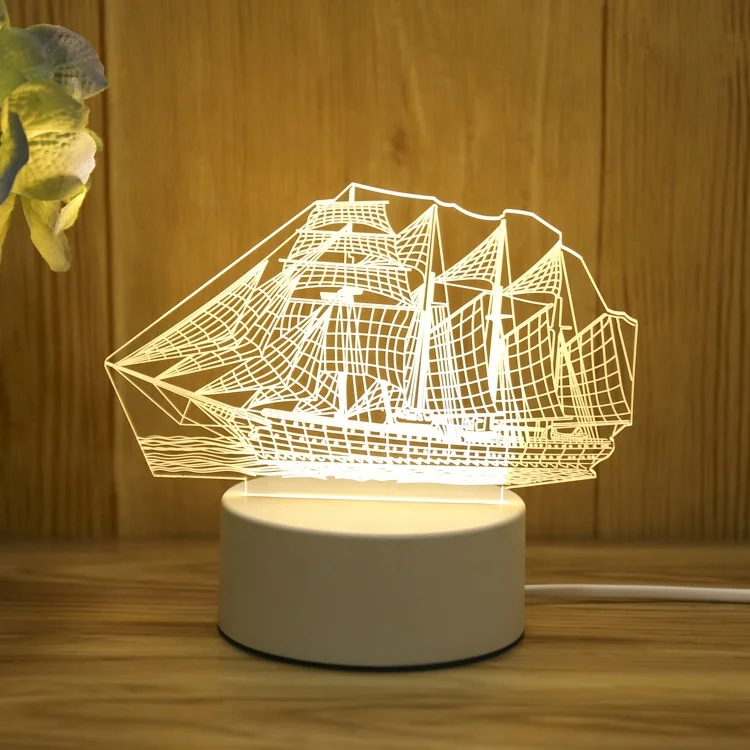 Gift Custom USB Acrylic 3D Printing Cartoon Night Light Bedroom Bedside Small Table Lamp Night Decoration LED Lamp