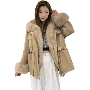 Winter Fur Coat Natural Fur Lined Fashion Coat Women's Winter Jacket Real Fur Parka