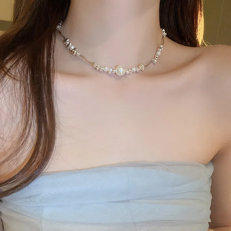 New Irregularly Trending Fashion Pearl Necklace and Bracelet Sets Luxury Design Necklaces Set