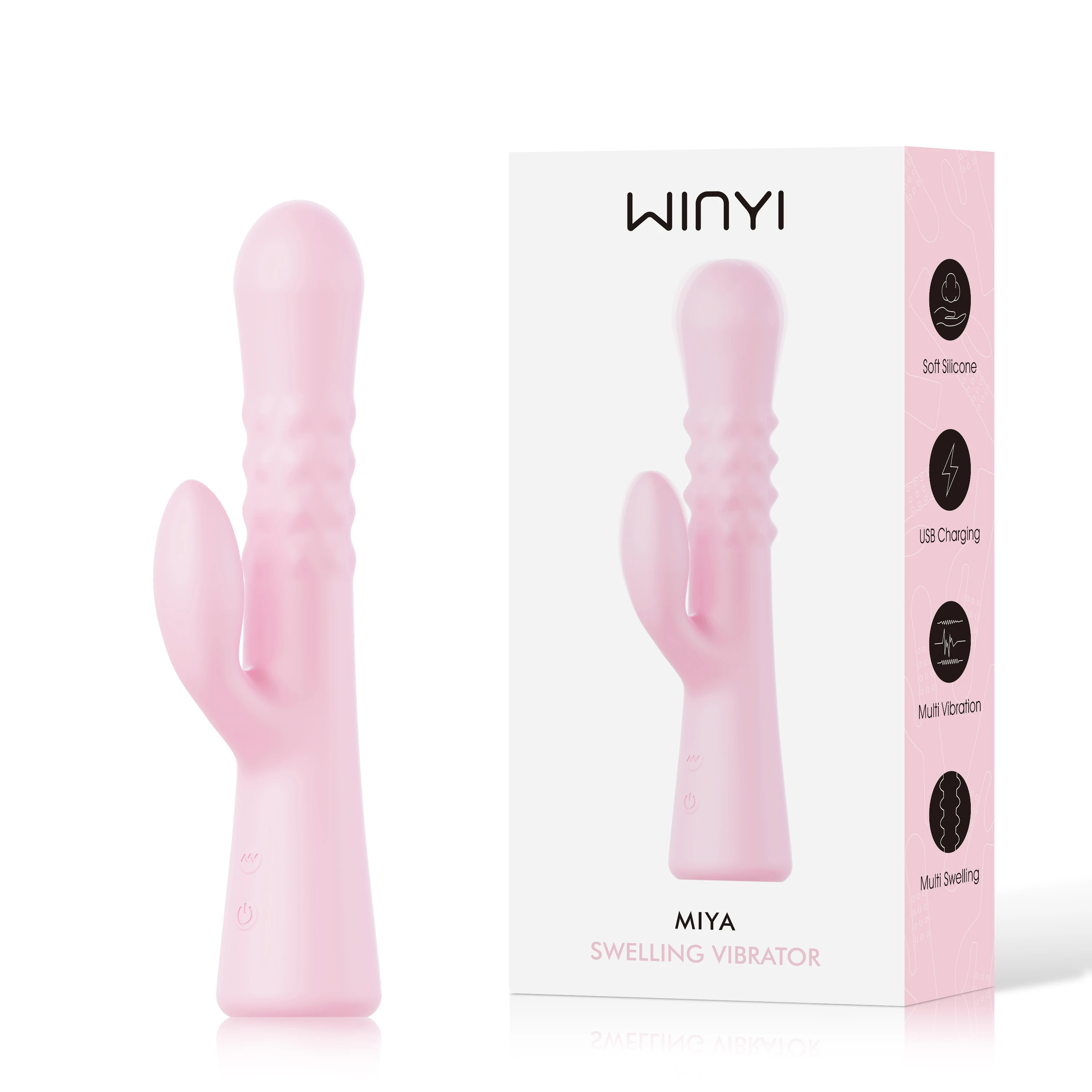 WINYI 2023 New Thrusting Rabbit Vibrator Sex Toy Wholesale G Spot Clitoal Stimulating Expandable Vibrator for Women