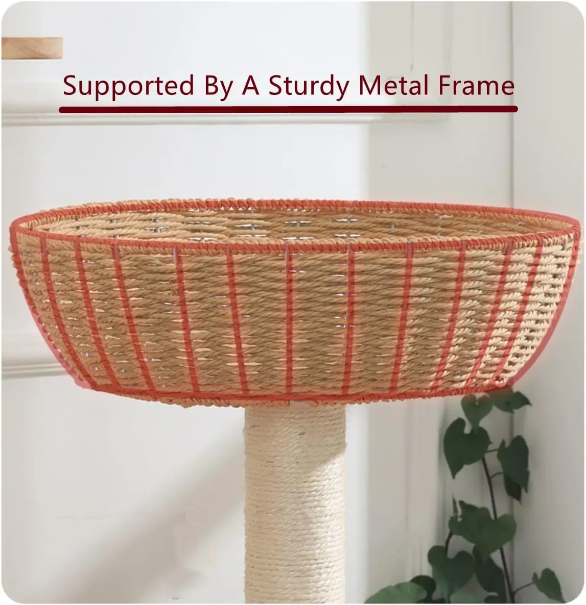 2-Pack Modern Cat Tower Tree Accessories Fiber Replacement Part Basket Bed Handwoven Wicker Rattan Cat Nest Bowl Bed Soft Cave