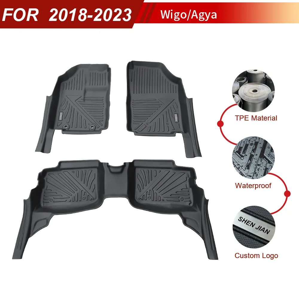 Factory TPE Auto Carpet Full Set Car Mats 5D All Weather Car Floor Mats for for Toyota Wigo AGYA Accessories 2018 2023