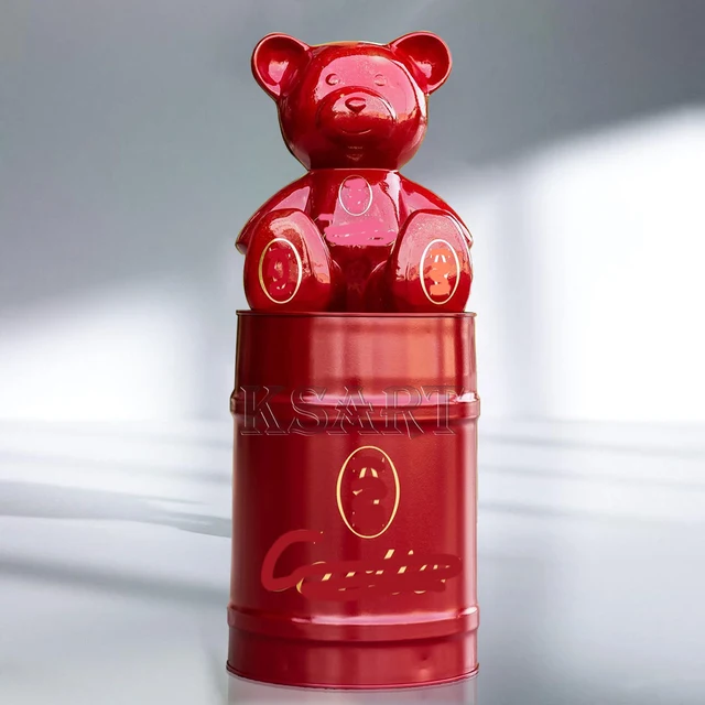 Modern Creative Resin Teddy Bear Sculpture Paint Bucket Indoor High-grade Home Decoration Pop Art Luxury Statue