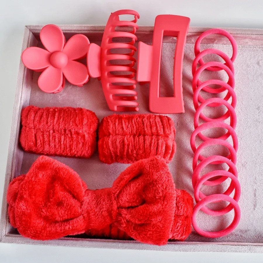 Wholesale 16pcs Set Spa Washing Fluffy Wristband Bow Headbands Flower Hair Claw Women's aperçu 8