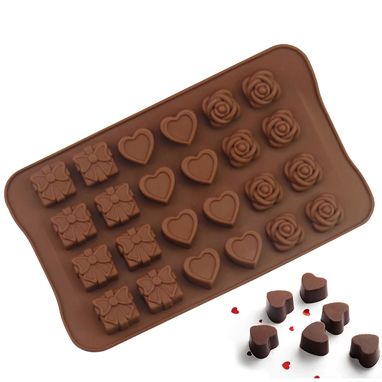 SHENHONG Chocolate Molds Silicone Heart-Shaped Geometric Texture