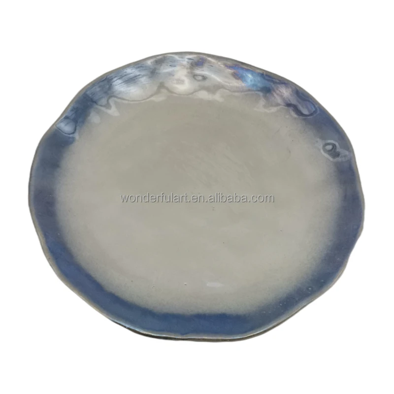 Eco-friendly Ceramic Blue White Dinner Plate Western Style Pearl Glaze Round Square Easy Life Kitchen ware Porcelain Tableware