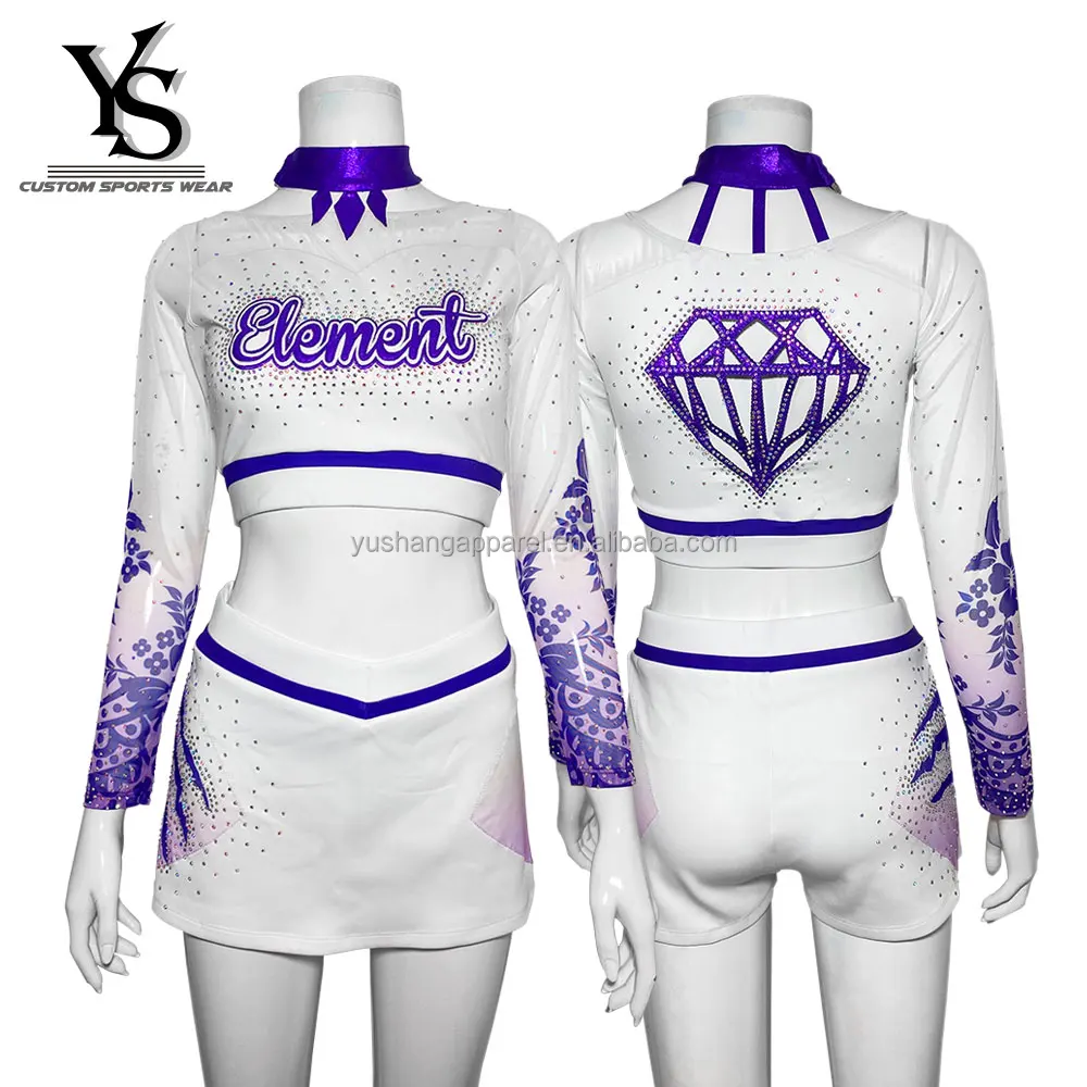 Custom Cheerleading Uniforms Mystique Fabric Design Crop Top With Long ...