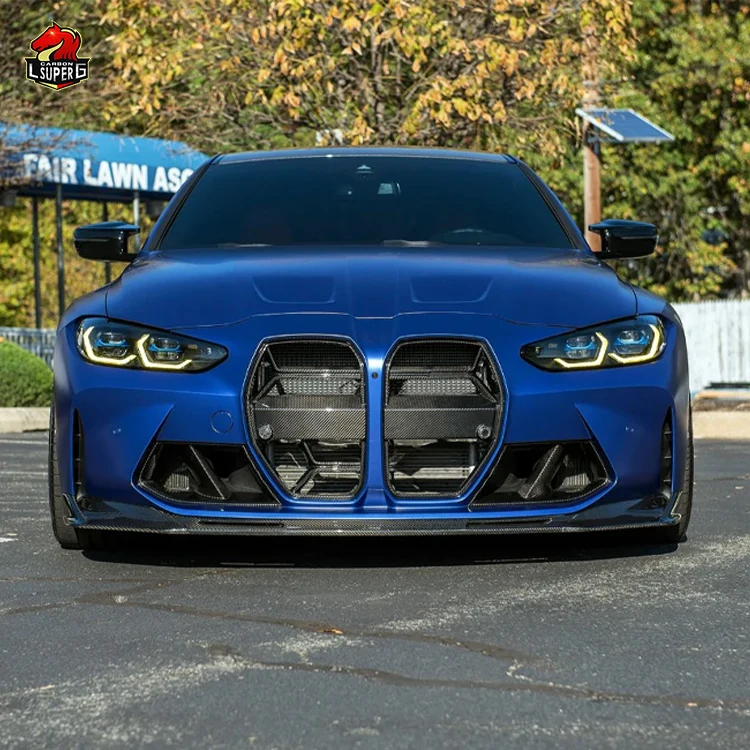 CSL Style Prepreg Carbon Fiber Front Bumper Grill With ACC for BMW M3 M4 G80 G82 Car Grille