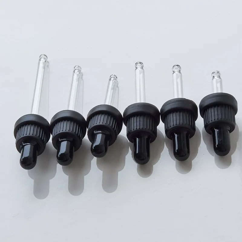 Wholesale 18/415 Glass Dropper Pipette Black Ribbed Tamper Evident ...