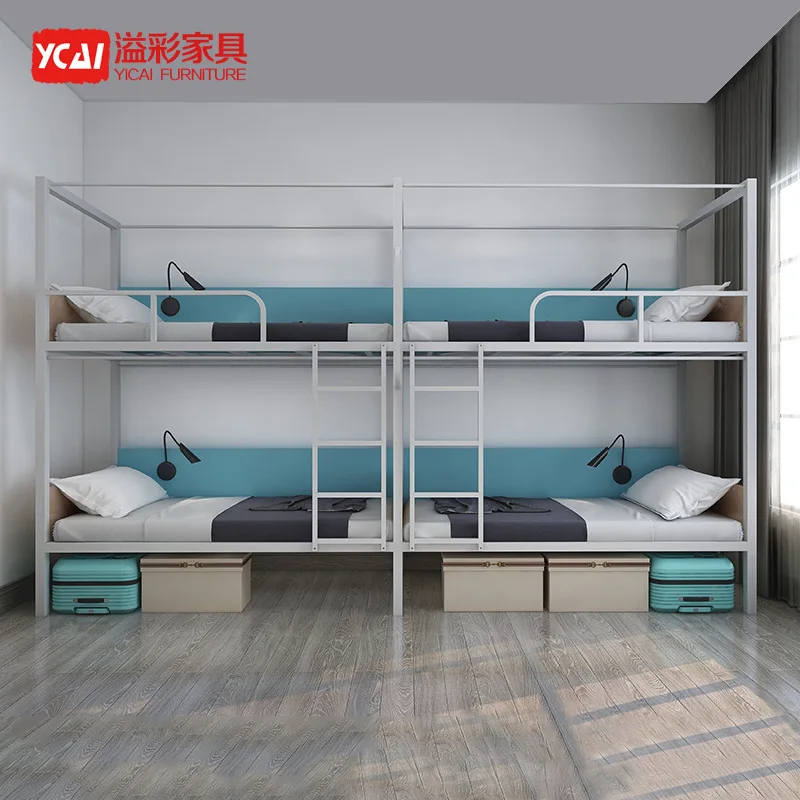 Iron Frame Bunk Bed Wood Bed School Dormitory Metal Frame Bunk Bed