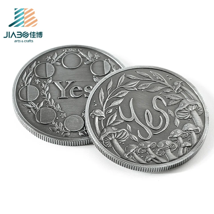 Jiabo Cheap Custom Made Yes No Metal Antique Old Silver 3d Dice Game Coin