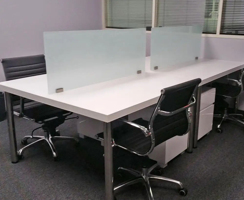 Wing Desktop Privacy Panel Frosted Glass Clamp-on Desk Divider Partition