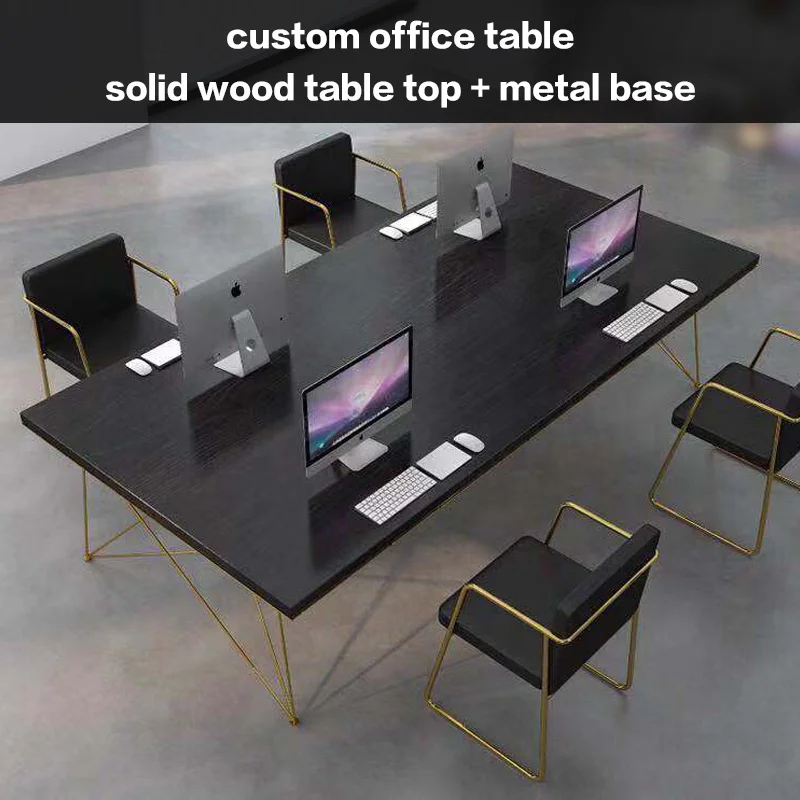 
Современная офисная мебель, стол для конференций из массива дерева на заказ, стол для встреч из черной сосновой древесины 